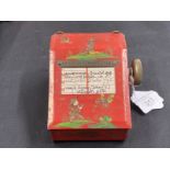 Early 20th cent. Mechanical American Bates Telephone Index (Rolodex) red chinoiserie design with