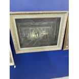 Miles Meehan F.R.S.A: British 20th cent. Oil on canvas 'Leaving the Coal Face', signed and dated