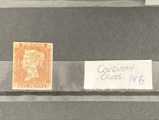 Stamps: Postal History, well centred 1d red-brown with four good margins, possibly black plate 8,