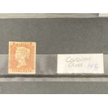 Stamps: Postal History, well centred 1d red-brown with four good margins, possibly black plate 8,