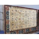 Carpets: 20th cent. Persian rug cream ground geometric motifs. 93ins. x 55ins.