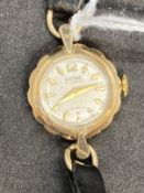 Watches: Ladies 9ct yellow gold Bernex strap watch.