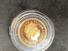 Coins: Gold proof Half Sovereign 1999.