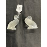 Lalique: Glass duck sculptures, clear crystal engraved Lalique R. France to the base. 2¼ins. and 2½