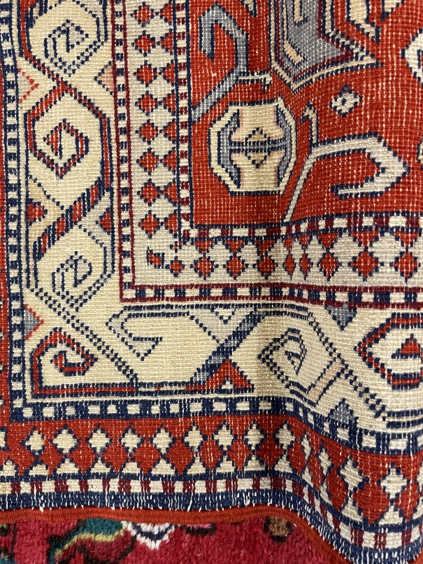 Carpets: 20th cent. Runner with six central geometric panels and three sectioned border. 132ins. x - Image 2 of 2