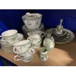 Early 20th cent. Bridgwoods Basket pattern porcelain transfer printed tea set. (35 pieces) Plus five