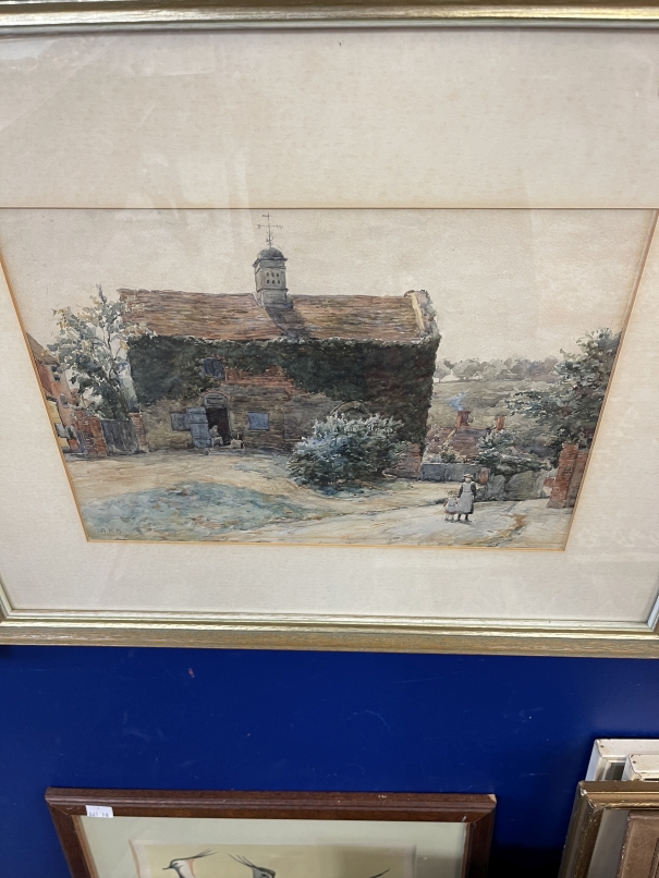 Alexander Keller Brown: Watercolour, Scottish cottage and figures, framed and glazed. Tom - Image 2 of 2