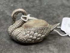 Hallmarked Silver: Swan pin cushion hallmarked Birmingham.