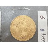 Gold Coins: Half Sovereign Edward VII 1910.