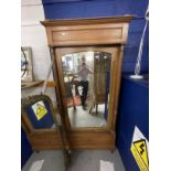 Late 19th cent. French walnut wardrobe turned columns, glazed single door above a single drawer on