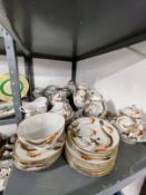20th cent. Ceramics: Japanese eggshell tea china, grey and gilt set cups x 9, saucers x 13,