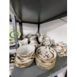 20th cent. Ceramics: Japanese eggshell tea china, grey and gilt set cups x 9, saucers x 13,