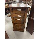 19th cent. Rosewood Wellington chest in need of restoration. 21ins. x 14ins. x 42½ins.