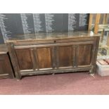 18th cent. Oak coffer, twelve panels three plank lid. 60ins. x 25½ins. x 30ins.