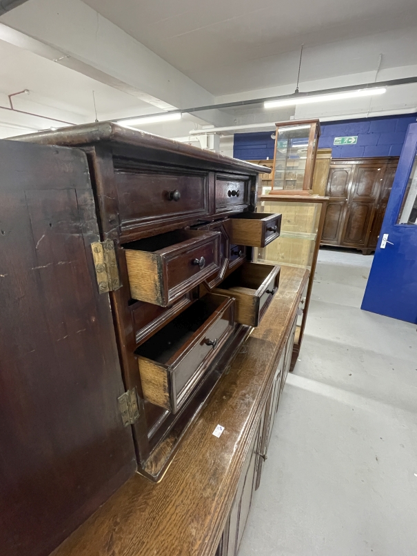 18th cent. Continental table cabinet with later adaptations, the two doors with arched panels - Image 4 of 4