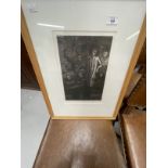 Jessica Gwynne: Etching and aquatint, 'Woman and Judges', 1983, signed and numbered 5 of 50.