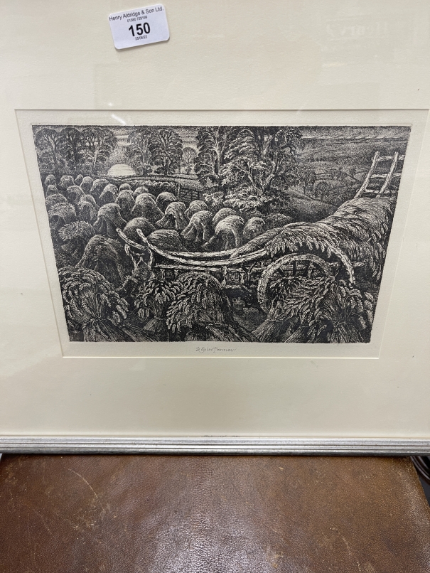 Robin Tanner (1904-1988): Etching titled September, signed in pencil, framed and glazed. 11ins. x