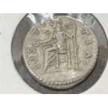 Numismatics: Roman Imperial Marcus Aurelius Denarius silver, reverse Justice holding Patera.