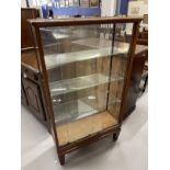 20th cent. Oak display cabinet with four shelves, glazed front, back and sides. 30ins. x 54ins. x