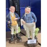 Ceramics: Royal Doulton figures Fat Boy marked H.N.555 and Pickwick marked 556. 7ins.