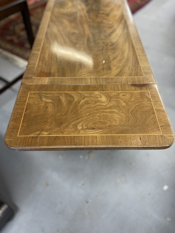 Early 19th cent. Light mahogany sofa table, two drawers and two short drop leaves, on turned support - Image 2 of 2