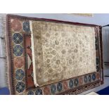 Carpets: Kashmir hand knotted silk carpet, Shahabbas design. 60ins. x 82ins.