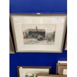 Alexander Keller Brown: Watercolour, Scottish cottage and figures, framed and glazed. Tom