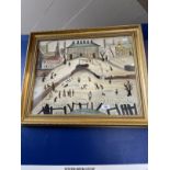 L.S. Lowry, in the manner of, oil on board Back Street Cricket Match, framed and glazed. 19½ins. x