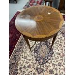 Early 20th cent. Edwardian Regency Revival occasional table of circular form inlaid with geometric