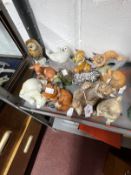 20th cent. Ceramics: Animal figurines including Karl Ens Tawny Owl, Goebel Great Titmouse,