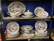 19th cent. Ceramics: Ashworth Ironstone dinnerware Imari 'Old Japan Vase' dinner plates (10ins) x 9,