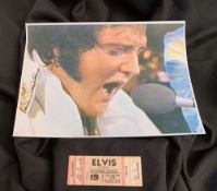 Showbusiness/Rock and Roll/Music/Icons: Original Elvis in concert (pink) ticket AUG 19 1977 UTICA