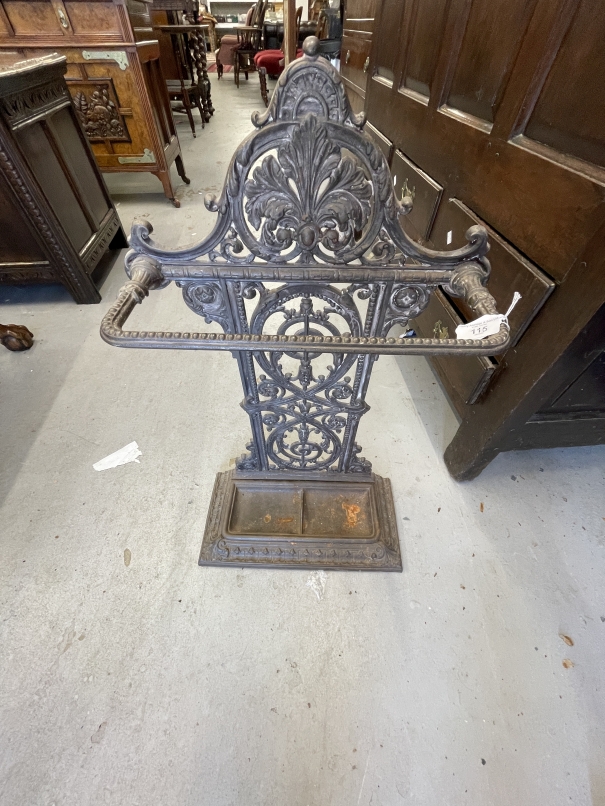 19th cent. Cast iron stick stand, embossed on reverse Falkirk, PD 258B No. 23, with registration