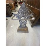 19th cent. Cast iron stick stand, embossed on reverse Falkirk, PD 258B No. 23, with registration