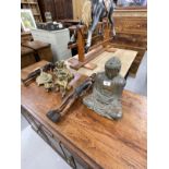 19th cent. Brass inkstand plus a collection of tourist type souvenirs from Africa and the Far East.