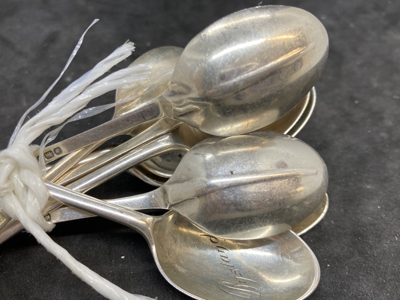 Hallmarked Silver: Ten tea and coffee spoons, mixed patterns and dates. Total weight 3.8oz. - Image 2 of 2