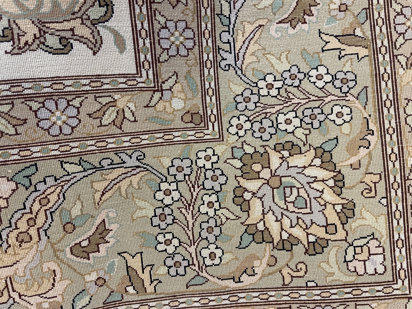Carpets: Kashmir hand knotted silk carpet, Shahabbas design. 60ins. x 82ins. - Image 2 of 3
