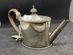 Hallmarked Silver: Bachelor pistol shaped teapot hallmarked London 1911. Weight 8.93oz.