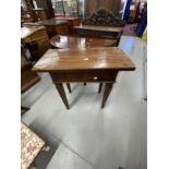Continental one drawer side table on square tapered legs. 31½ins. x 16ins. x 31ins.