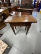 Continental one drawer side table on square tapered legs. 31½ins. x 16ins. x 31ins.