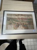 18th cent. Coloured print topographical view of Munich, framed and glazed. 19ins. x 11½ins.