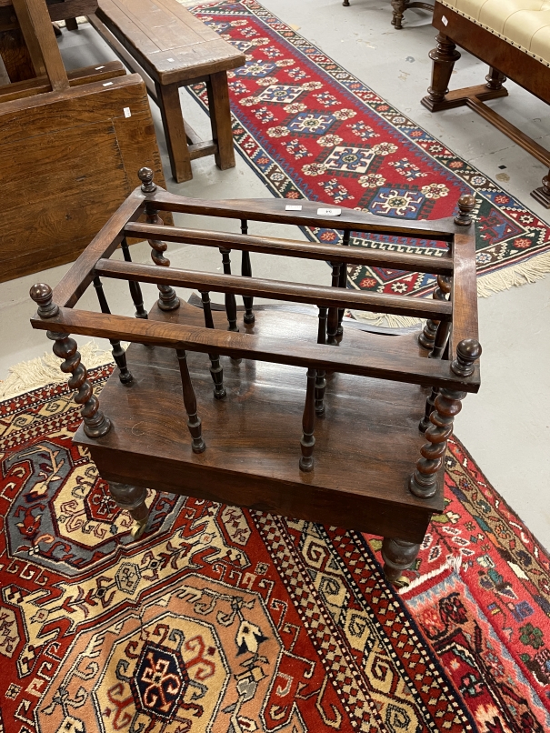 19th cent. Rosewood Canterbury spiral turned uprights above a serpentine fronted drawer on turned - Bild 2 aus 2