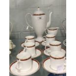 20th cent. Ceramics: Wedgwood 'Colorado' coffee set comprising cups and saucers x 6, coffee pot