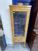 Early 20th cent. Satinwood painted display cabinet glass door and shelves on square tapering legs