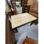 Edwardian painted oak table base with later top and small drawer. 46½ins. x 34ins. x 29ins.