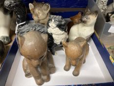 20th cent. Ceramics: Royal Doulton brown kitten, black/white long hair cat, walking pose, Beswick