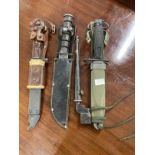 Militaria/SAS: Russian AK47 bayonet, approx. 13¼ins, stamped P4034, Japanese fighting knife, approx.