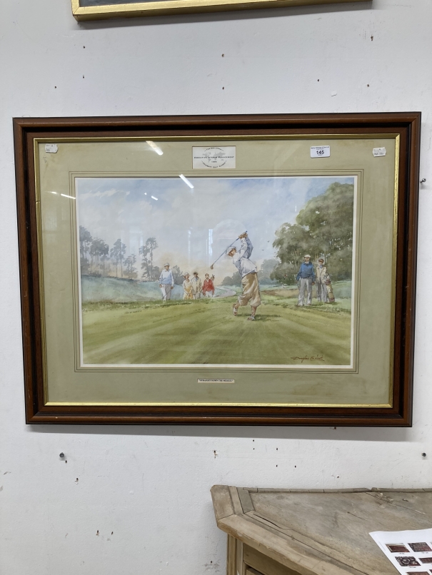 Douglas E West (1931 - ) a print 'Straight down the middle' given out in the Des Lynam golf - Image 3 of 3