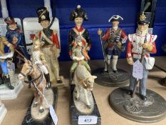 20th cent. Military figures in 18th/19th cent. costume, D.L.I. Queen's Lancers Reg (height 9ins),