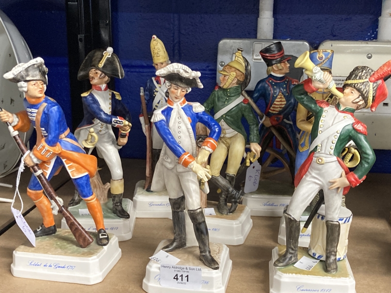 20th cent. Ceramics: Goebel Napoleonic Wars, soldier figurines including LF6, 7, 8, 9, 10, 11, 13,